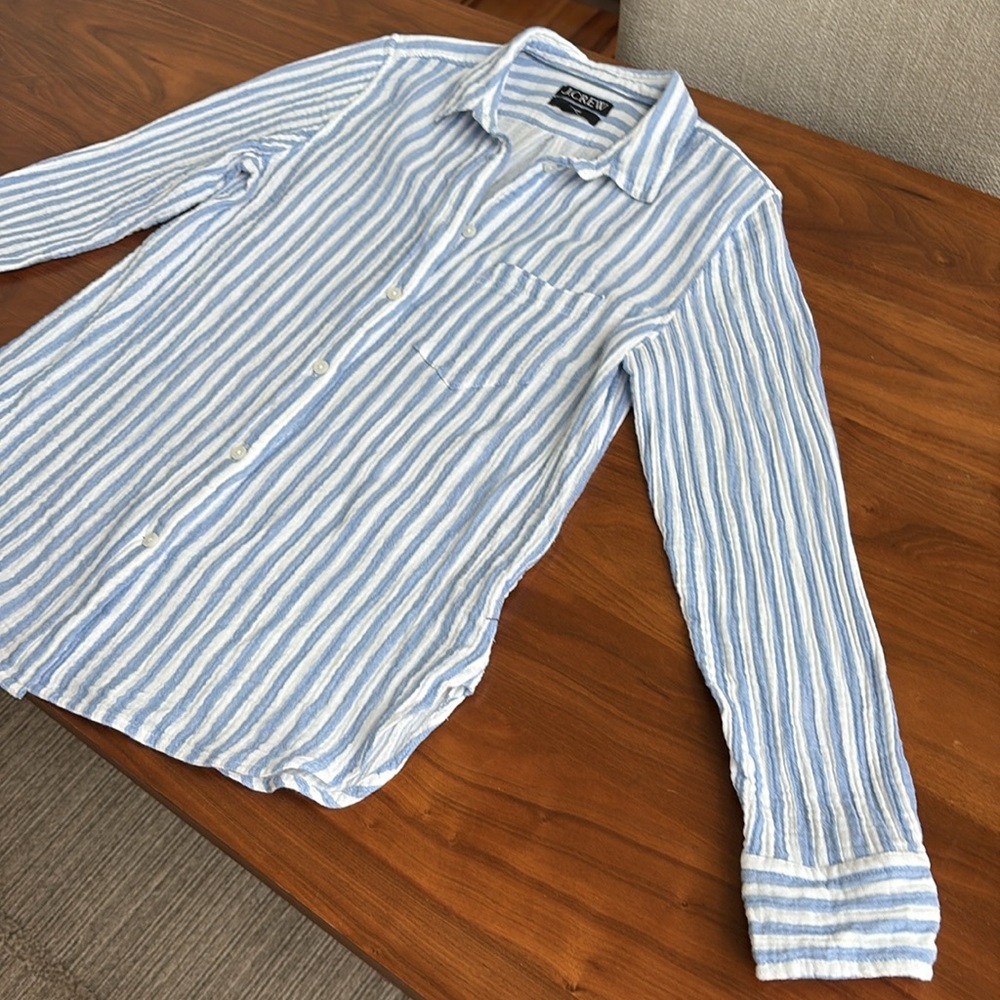 J. Crew Classic-fit soft gauze shirt in stripe Size 8 - Picture 3 of 8